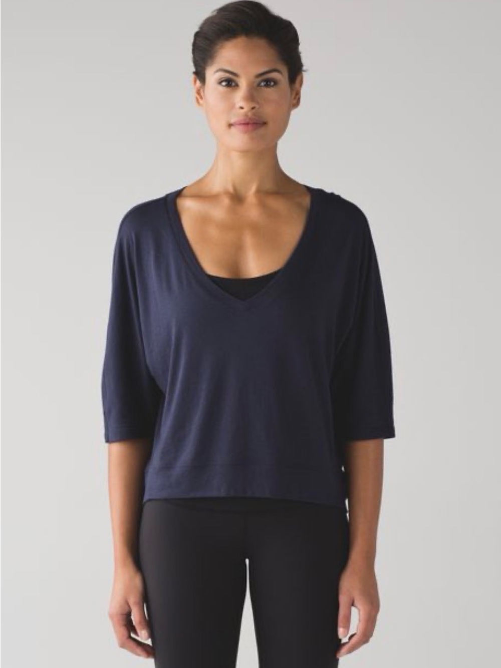 Lululemon Ambleside V Short Sleeve Blue Tee Tshirt Top Pima Cotton Sz L